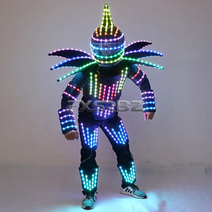 Pixel LED Robot Suit Stage Dance Costumes Christmas Halloween Party Light Up Jacket Colorful Lights Armor Clothing