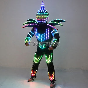 Pixel LED Robot Suit Stage Dance Costumes Christmas Halloween Party Light Up Jacket Colorful Lights Armor Clothing