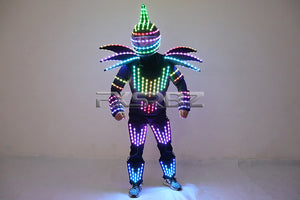 Pixel LED Robot Suit Stage Dance Costumes Christmas Halloween Party Light Up Jacket Colorful Lights Armor Clothing
