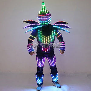 Pixel LED Robot Suit Stage Dance Costumes Christmas Halloween Party Light Up Jacket Colorful Lights Armor Clothing