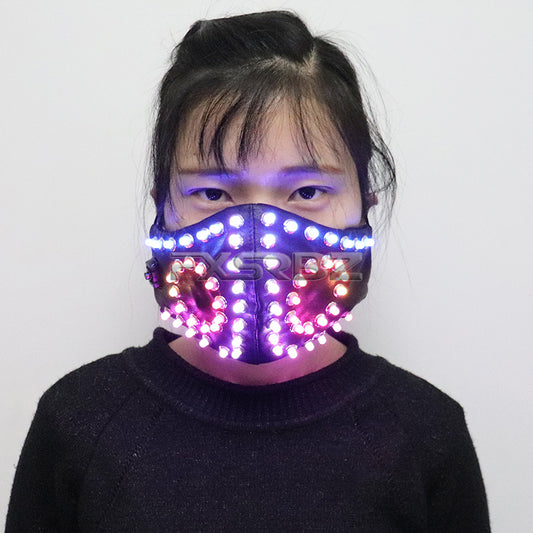 Full Color LED Luminous Rivets Steampunk Mask Women Men Gothic Glowing Mask Christmas Gift Masquerade Party Light up Props