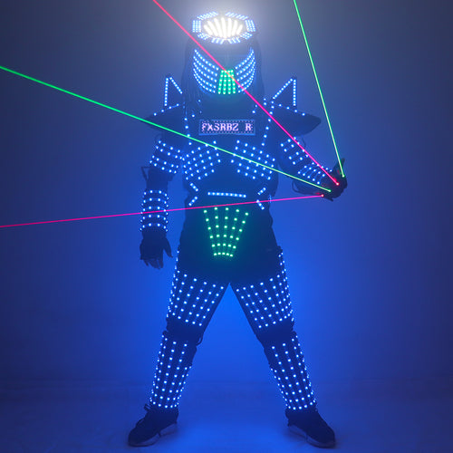 LED Robot Suit Costume Stage Dance RGB Luminous Armor Nightclub Bar Light Show Mechanical Dance LED Clothes jacket