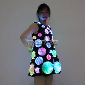 Full Color Pixel LED Costume Infinity Mirror Light Up Clothing Bar Party Dance Show Glowing Tunnel Lights Dress Skirt Suit