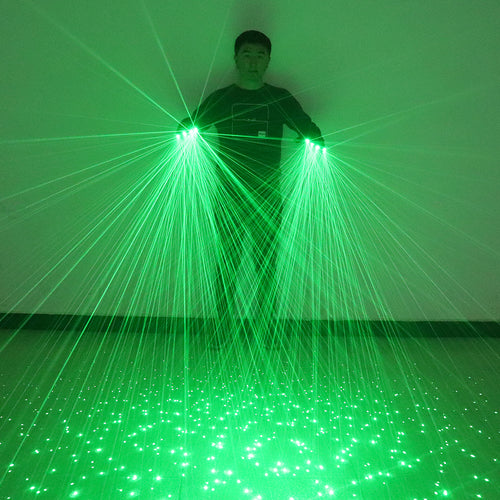 2 in 1 Green Laser Gloves DJ Singer Bar Nightclub Laser Show Props LED Robot Mechanical Multi-ray Gloves