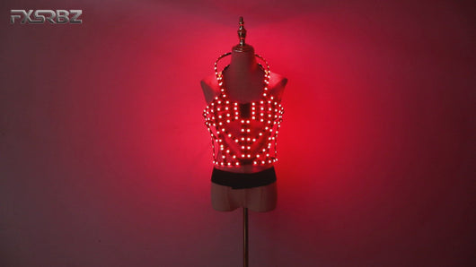 Full Color LED Cage Costumes Hollowed-Out Light Up Luminous Clothing LED Sexy Woman Ballet Rainbow Dress