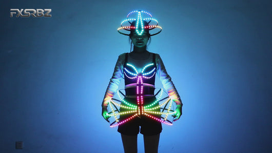 Pixel Smart LED Cage Costume Sexy Girl Light Up Ballet Dress Party Dancing Glowing Tutu Bra Lead Dancer Luminous Clothing Suits