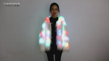 Load and play video in Gallery viewer, LED Coat Women Faux Fur Light Up Costumes Christmas Jacket Shiny Overcoat Winter Warm Party Club Outwear
